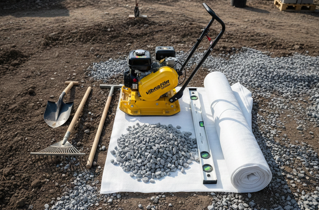 yapay çim zemin hazırlığı için gerekli aletler ve malzemeler